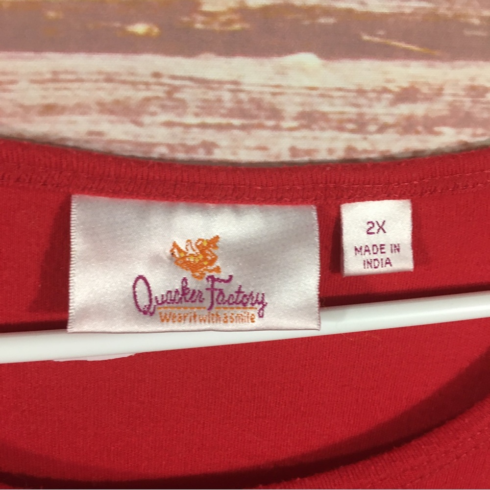 Quacker Factory Red Snowflake Top - image 2